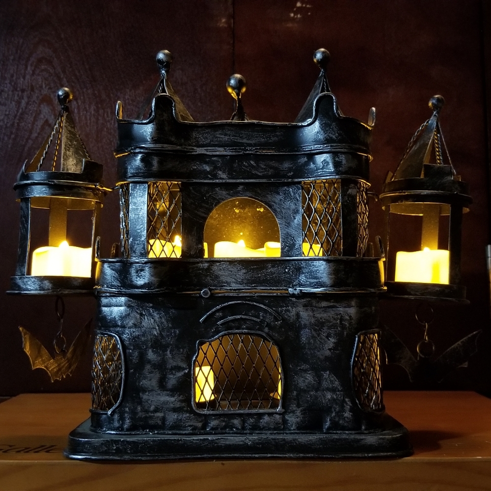 Spooky Metal Tea Light Candle Holder House